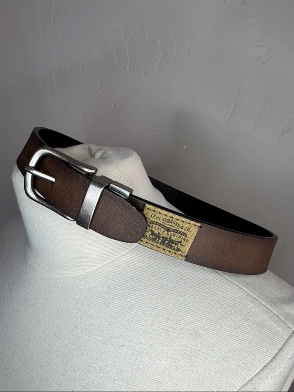 Kids Levi's Brown Reversible to Black Synthetic Leather Belt with Silver Buckle
